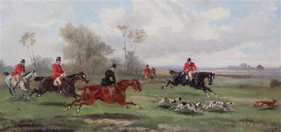 Rudolf Stone (19th century) Hunting scenes: The Meet, Full Cry, Over The Obstacle and The Death 5.75 x 12in.